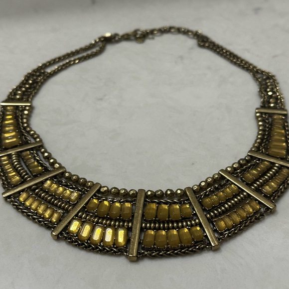 Lucky Brand Necklace Bib Collar Gold Tone Egyptian Style Statement - Picture 2 of 9
